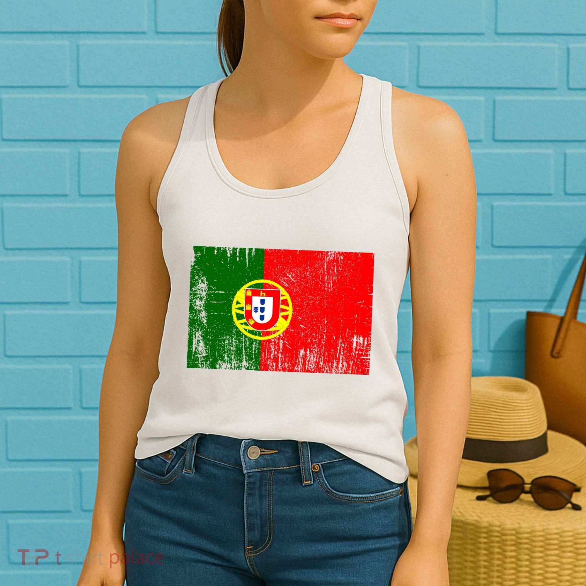 Happy Portugal Day Distressed Portugal Flag Women's Tank Top