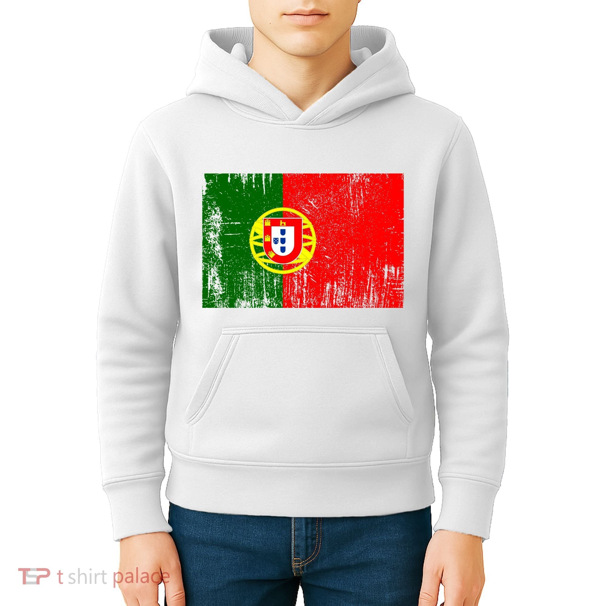 Happy Portugal Day Distressed Portugal Flag Kids Hoodie