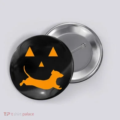 Halloween Pumpkin Dachshund Jackolantern Button