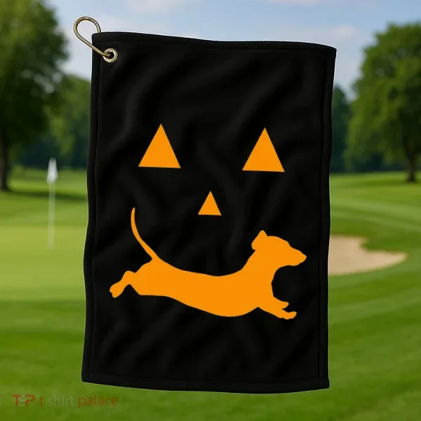 Halloween Pumpkin Dachshund Jackolantern Golf Towel