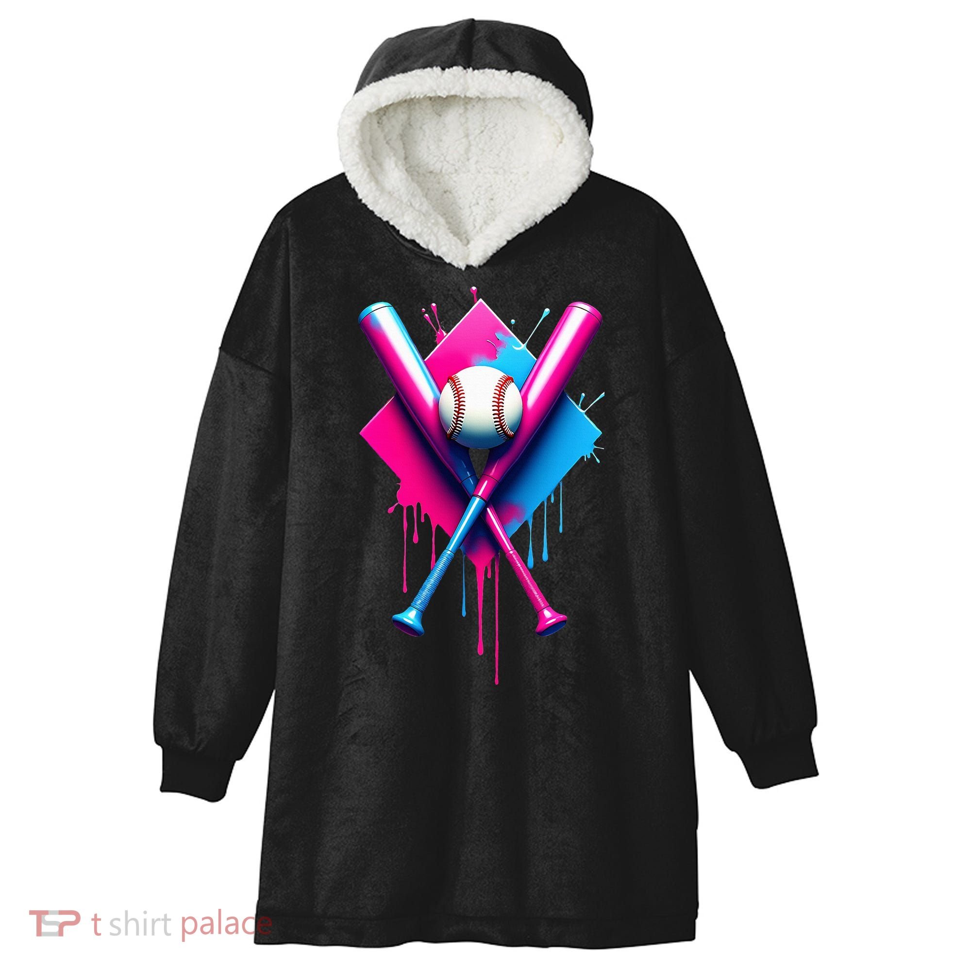 Home Plate Drip Ice Cream Softball Baseball Hooded Wearable Blanket