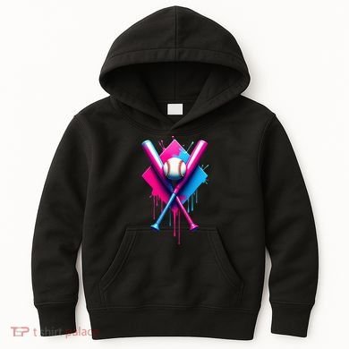 Home Plate Drip Ice Cream Softball Baseball Kids Hoodie