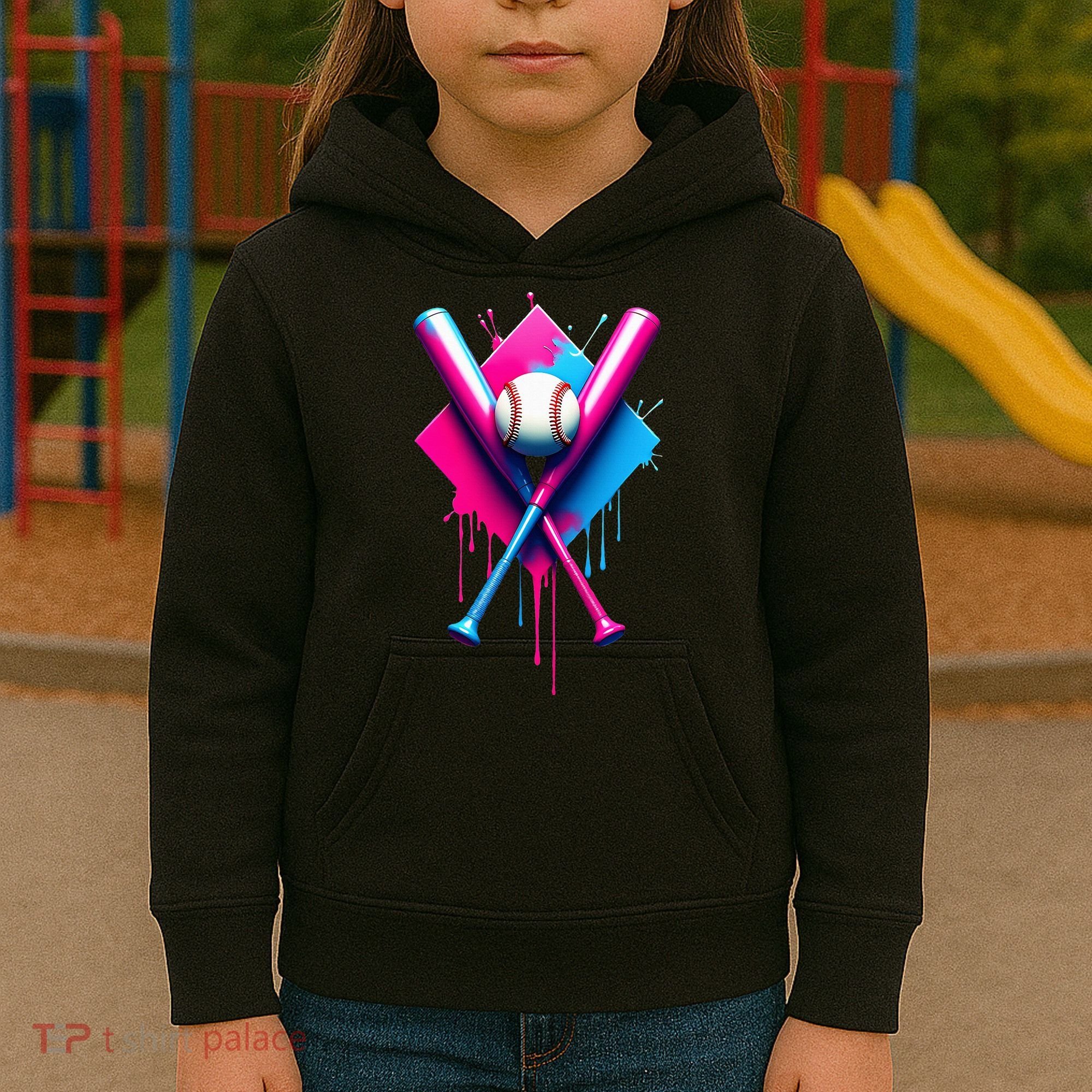 Home Plate Drip Ice Cream Softball Baseball Kids Hoodie