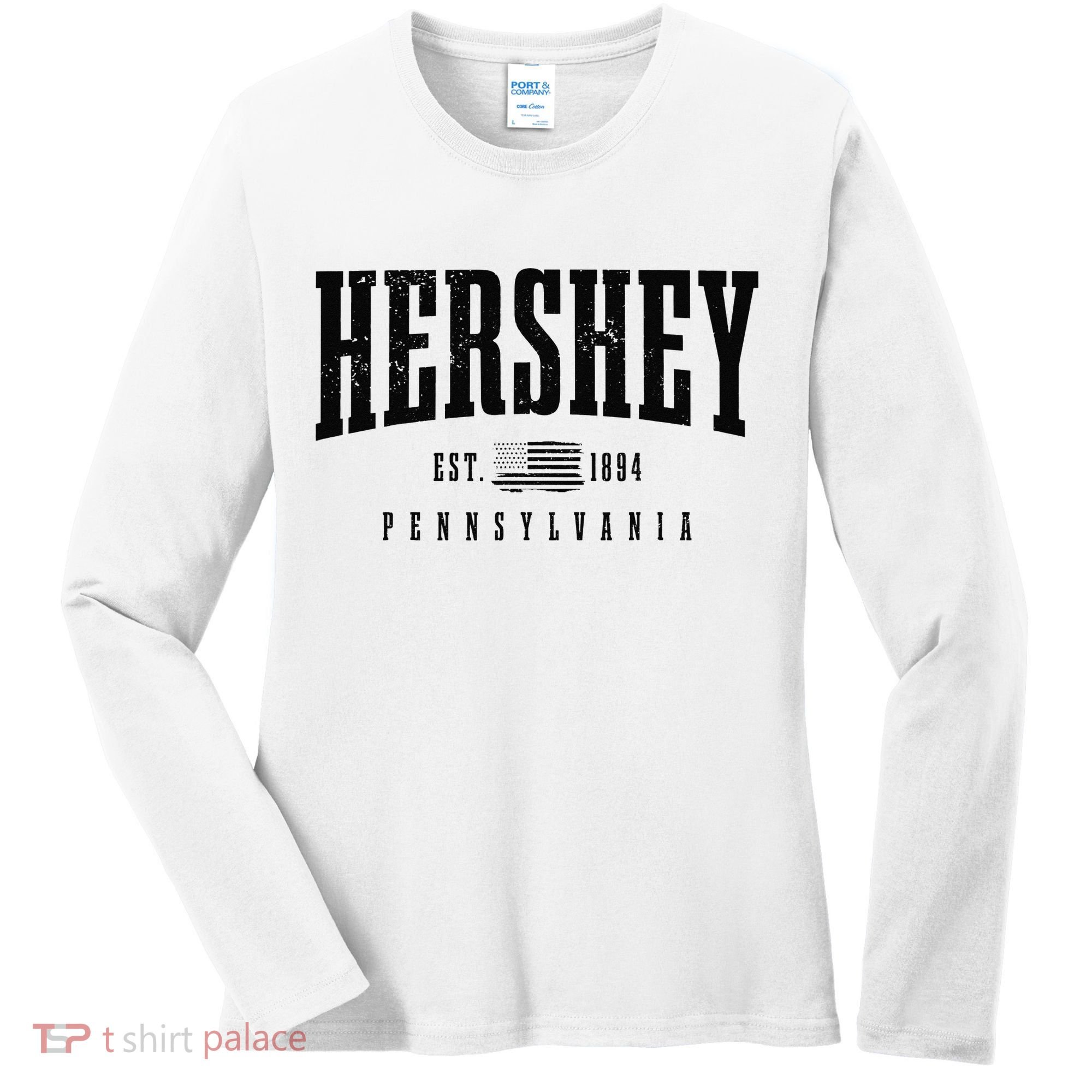 Hershey Pennsylvania Est. 1894 American Flag Patriotic Women's Long Sleeve Shirt