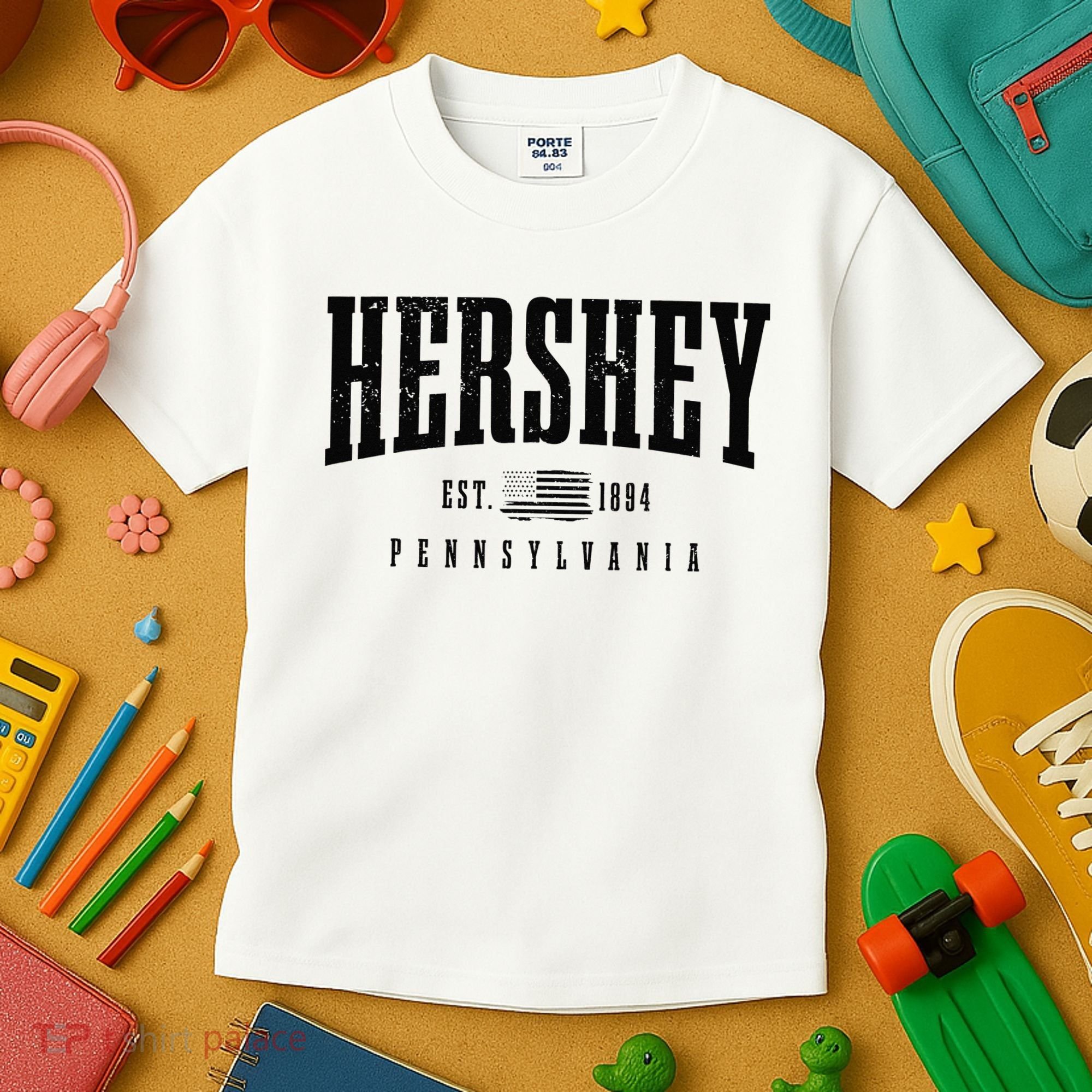 Hershey Pennsylvania Est. 1894 American Flag Patriotic Kids T-Shirt