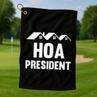 Hoa President Funny Homeowners Association Golf Towel thumb 1