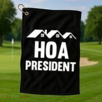 HOA President Funny Homeowners Association Golf Towel thumb 1
