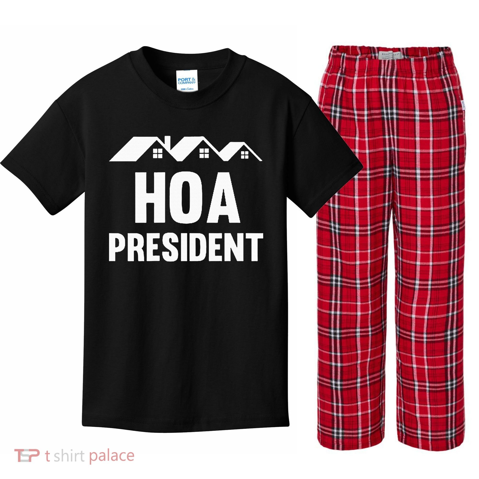 Hoa President Funny Homeowners Association Funny Hoa Kids Plaid Pajama Set