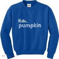 Hello Pumpkin Fall Inspired Autumn Gift Kids Sweatshirt thumb 0