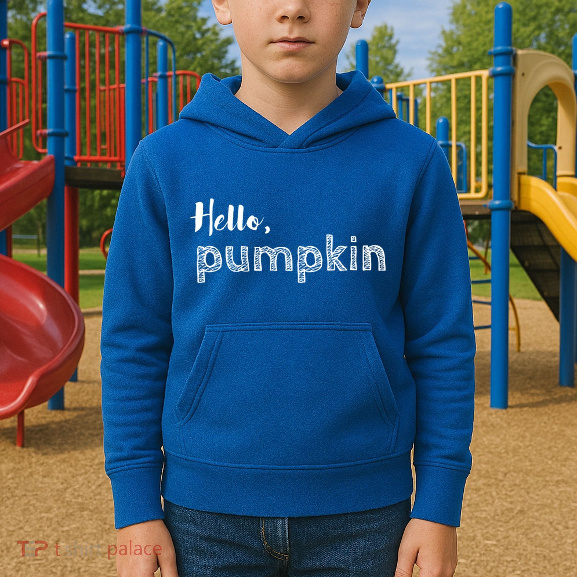 Hello Pumpkin Fall Inspired Autumn Gift Kids Hoodie