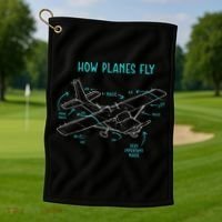 How Planes Fly Airline Pilot Aviation Aircraft Lover Golf Towel thumb 1