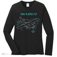 How Planes Fly Airline Pilot Aviation Aircraft Lover Women's Long Sleeve Shirt thumb 0