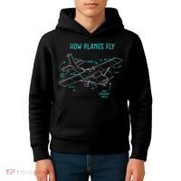 How Planes Fly Airline Pilot Aviation Aircraft Lover Kids Hoodie thumb 4
