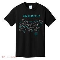 How Planes Fly Airline Pilot Aviation Aircraft Lover Kids T-Shirt thumb 0