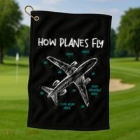 How Planes Fly Aerospace Engineer Aeronautical Engineering Golf Towel thumb 1