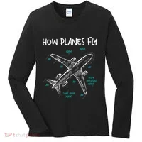 How Planes Fly Aerospace Engineer Aeronautical Engineering Women's Long Sleeve Shirt thumb 0