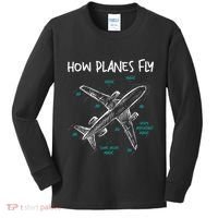 How Planes Fly Aerospace Engineer Aeronautical Engineering Kids Long Sleeve Shirt thumb 0