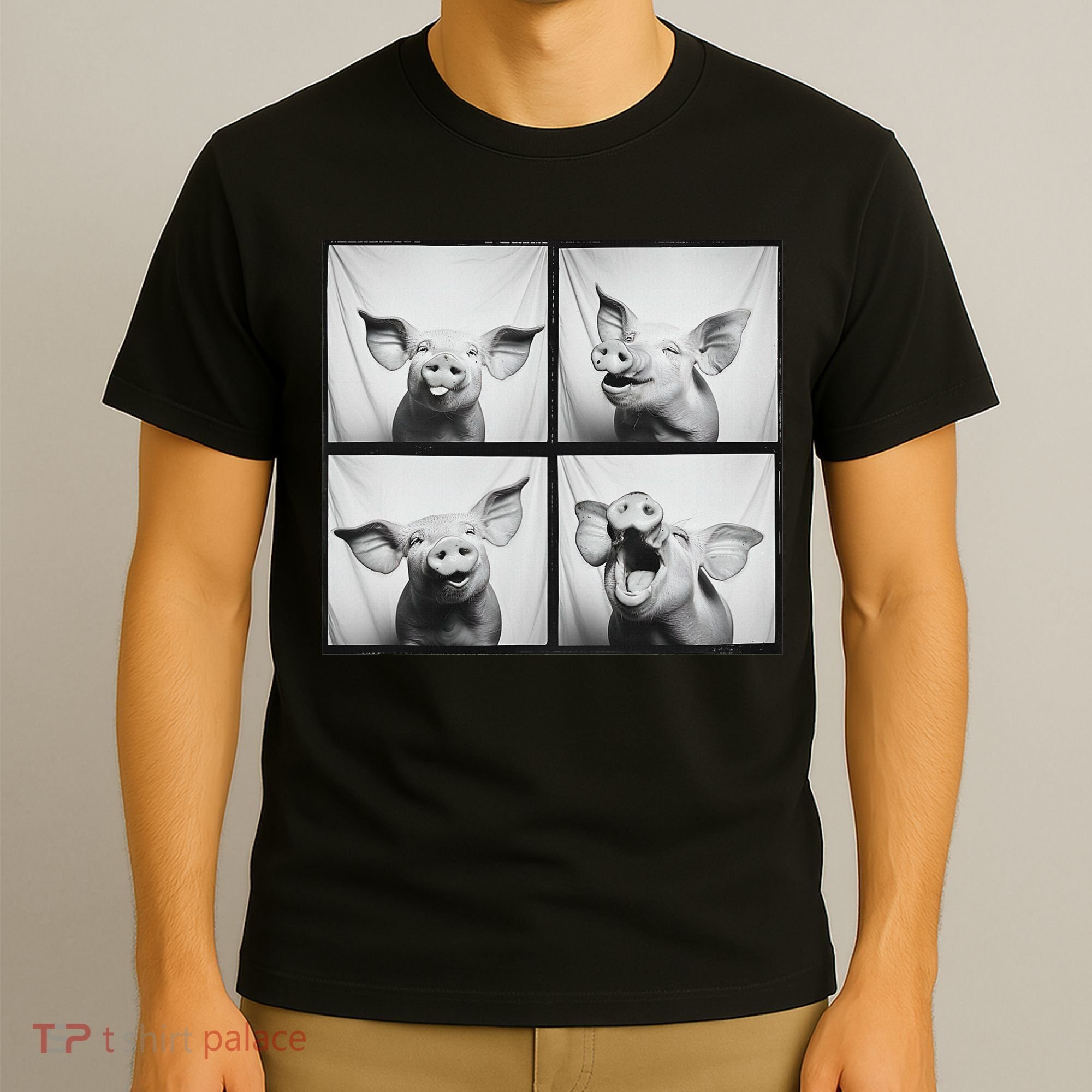 Happy Pig Face Portrait Hog Farmer Funny Farm Animal T-Shirt