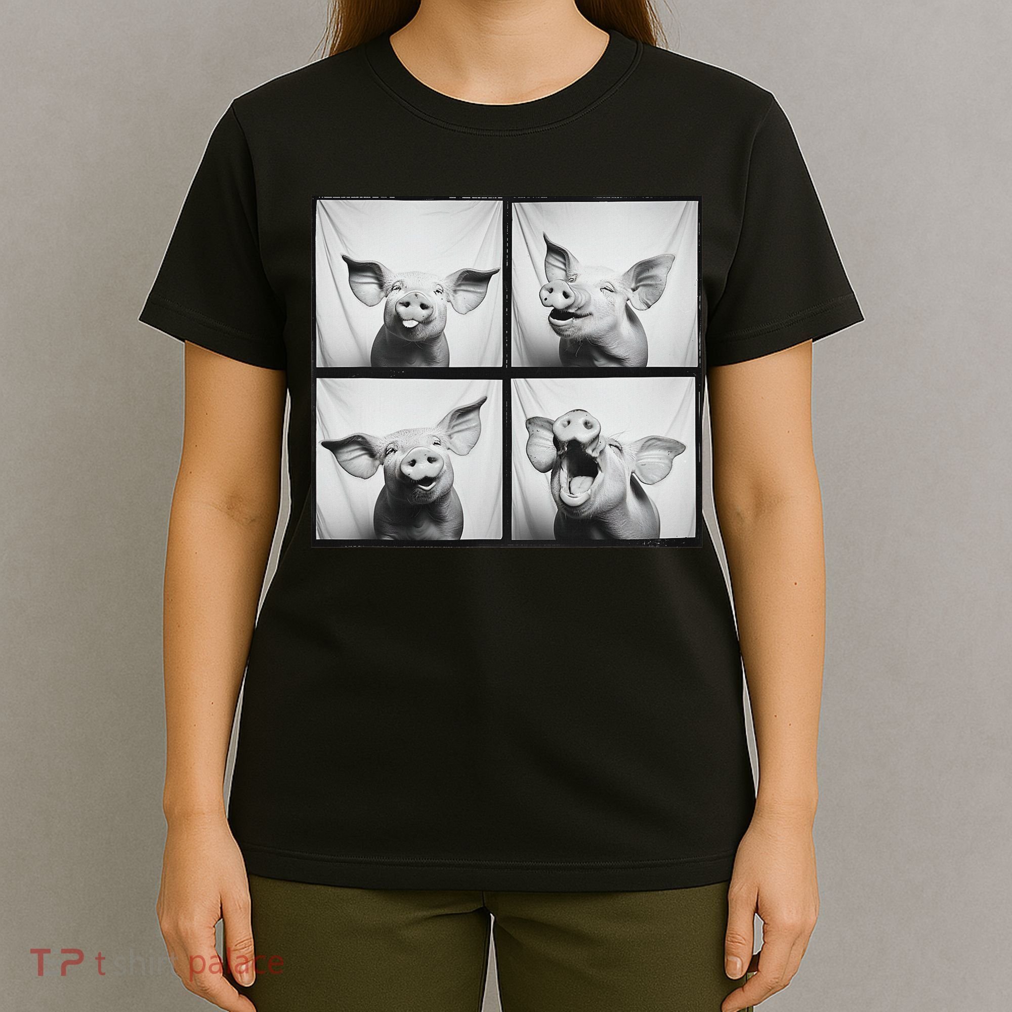 Happy Pig Face Portrait Hog Farmer Funny Farm Animal T-Shirt