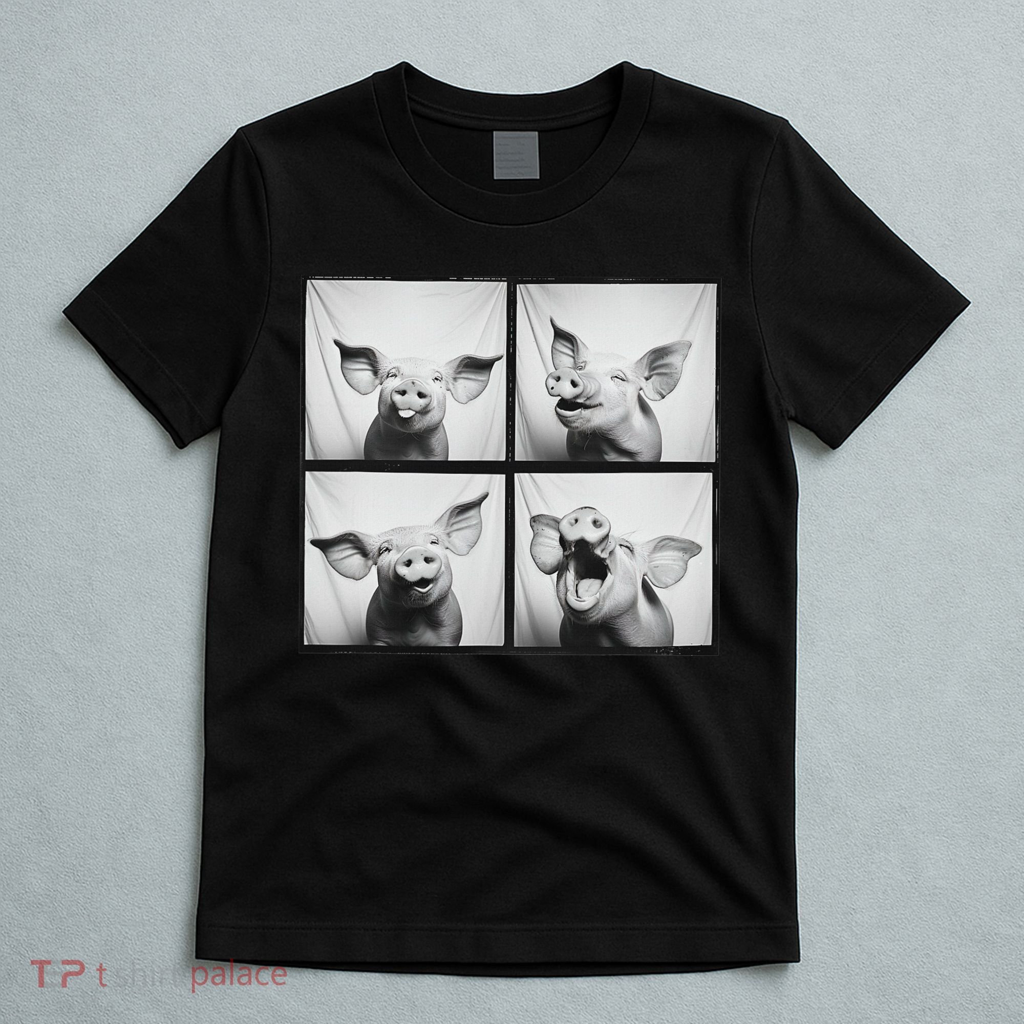 Happy Pig Face Portrait Hog Farmer Funny Farm Animal T-Shirt