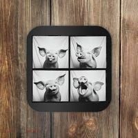 Happy Pig Face Portrait Hog Farmer Funny Farm Animal Coaster thumb 0