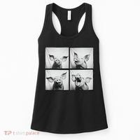 Happy Pig Face Portrait Hog Farmer Funny Farm Animal Women's Tank Top thumb 0