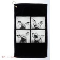 Happy Pig Face Portrait Hog Farmer Funny Farm Animal Golf Towel thumb 0