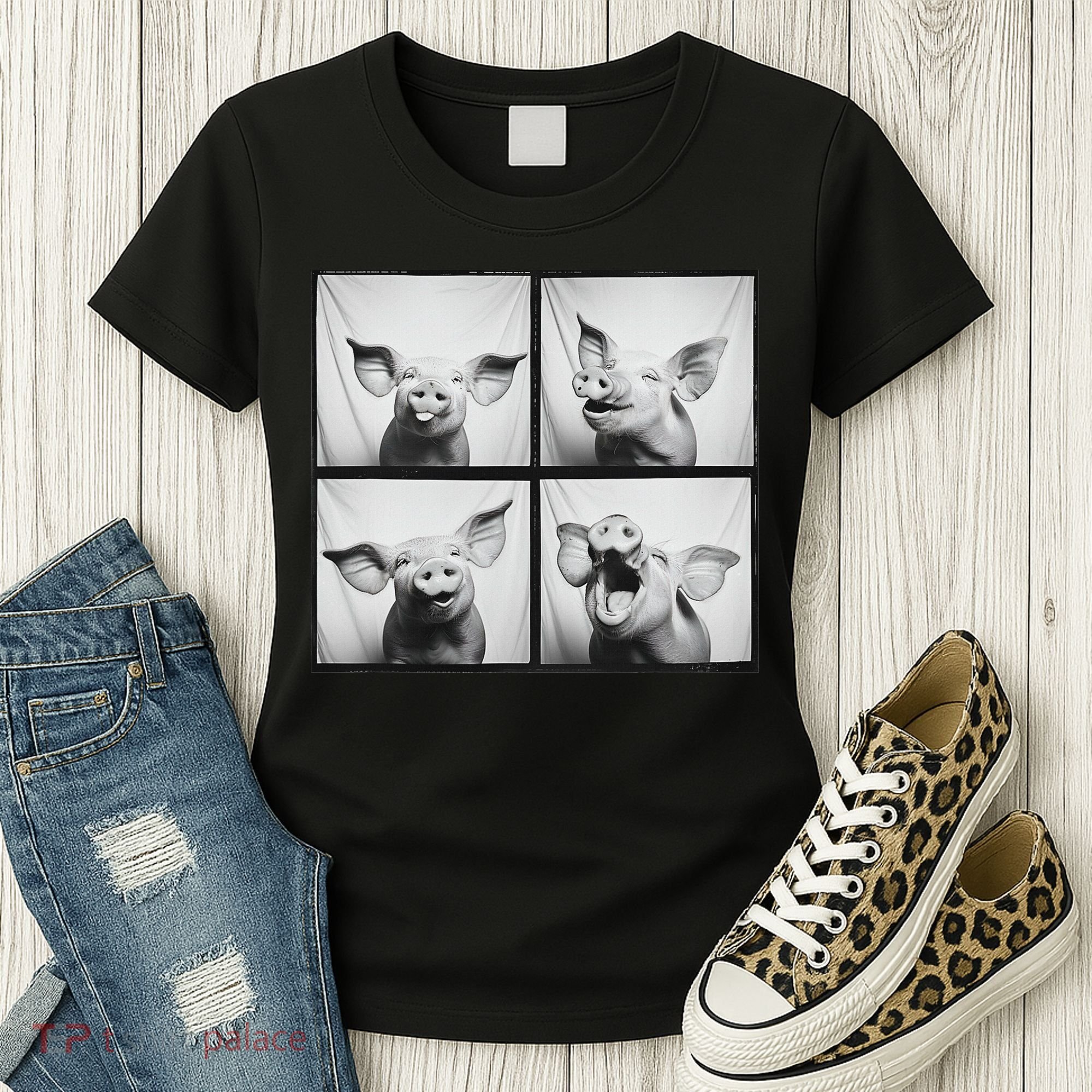 Happy Pig Face Portrait Hog Farmer Funny Farm Animal Women's T-Shirt