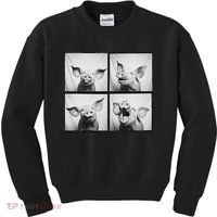 Happy Pig Face Portrait Hog Farmer Funny Farm Animal Kids Sweatshirt thumb 0