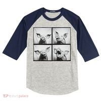 Happy Pig Face Portrait Hog Farmer Funny Farm Animal Kids Colorblock Raglan Jersey thumb 0