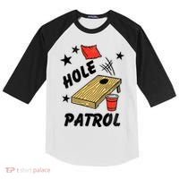 Hole Patrol Funny Cornhole Kids Colorblock Raglan Jersey thumb 0