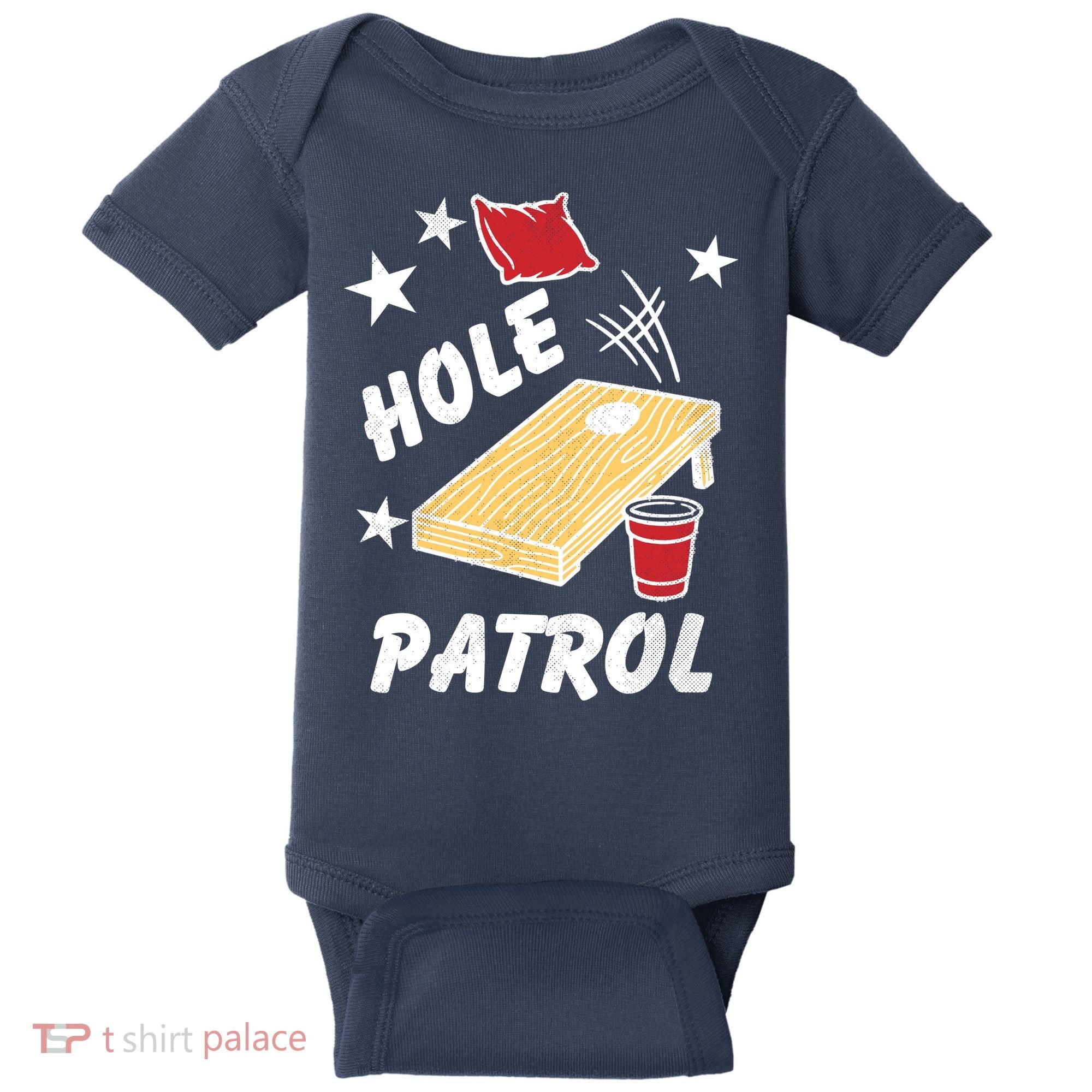 Hole Patrol Funny Cornhole Baby Bodysuit