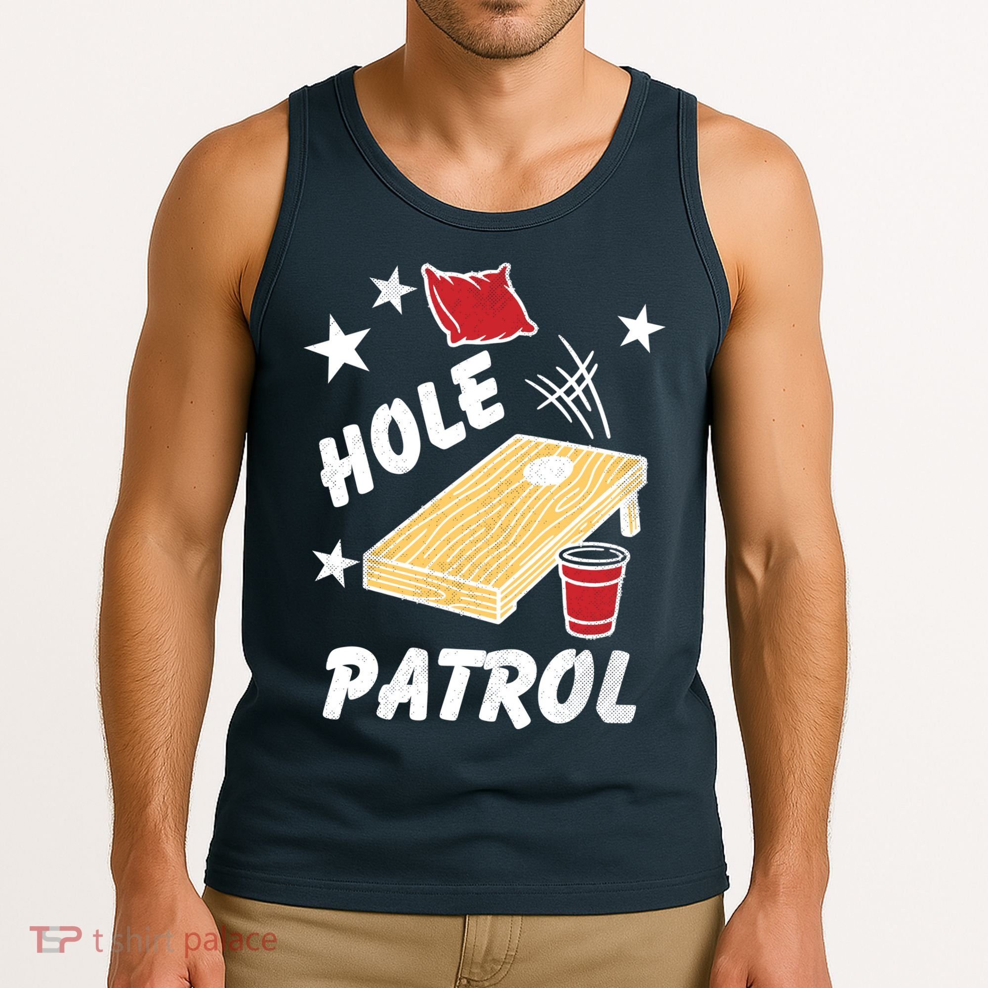 Hole Patrol Funny Cornhole Tank Top