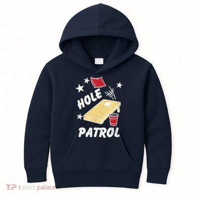 Hole Patrol Funny Cornhole Kids Hoodie