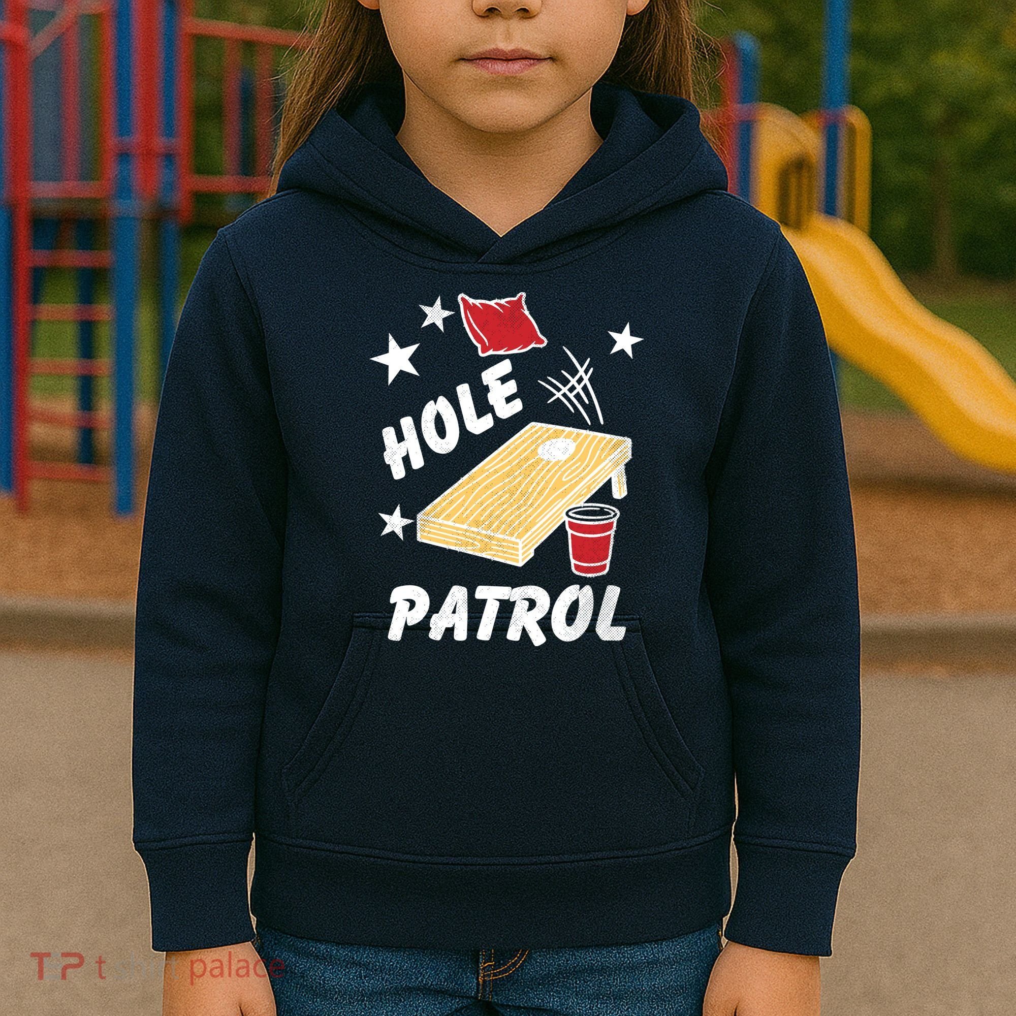 Hole Patrol Funny Cornhole Kids Hoodie