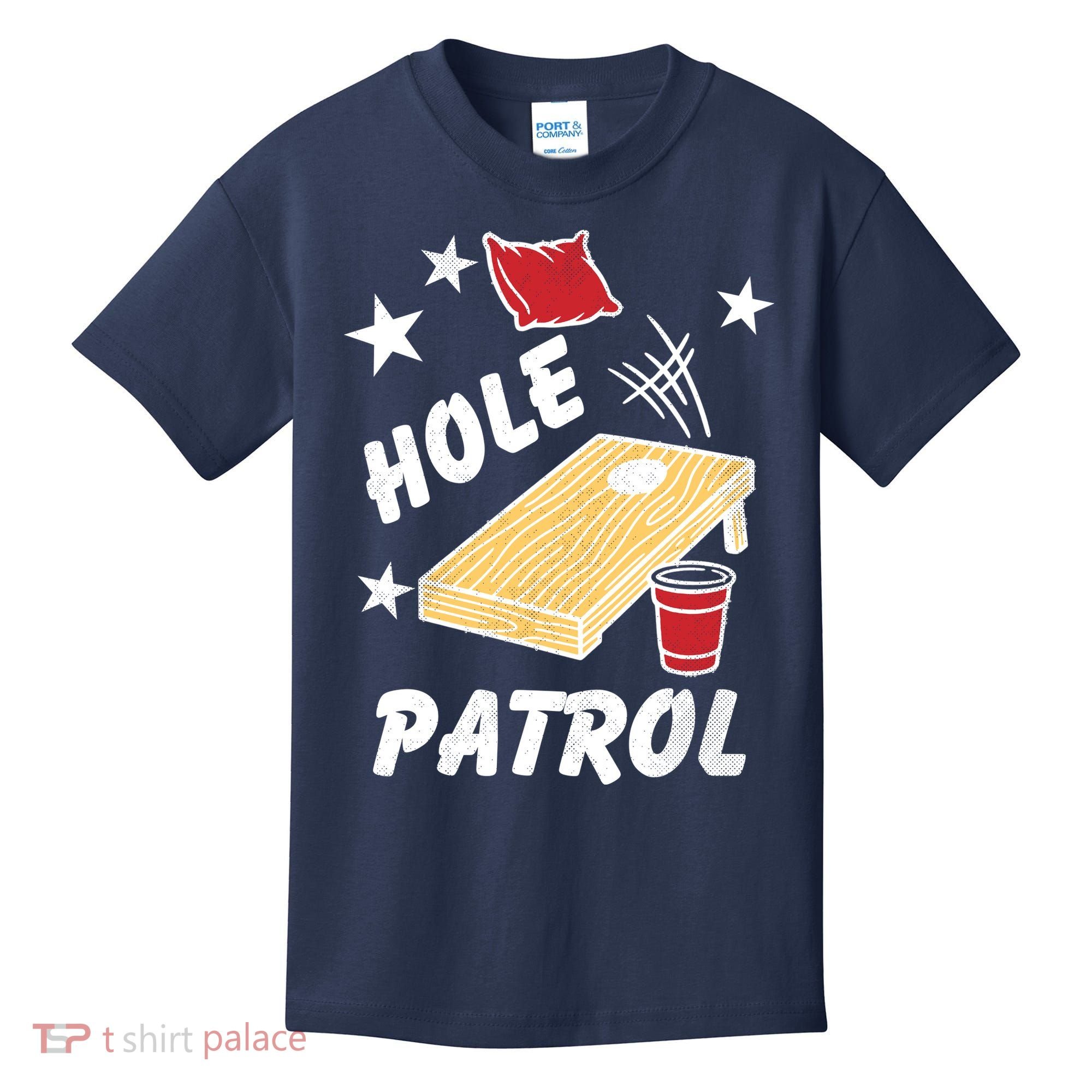 Hole Patrol Funny Cornhole Kids T-Shirt