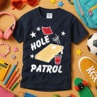 Hole Patrol Funny Cornhole Kids T-Shirt thumb 3