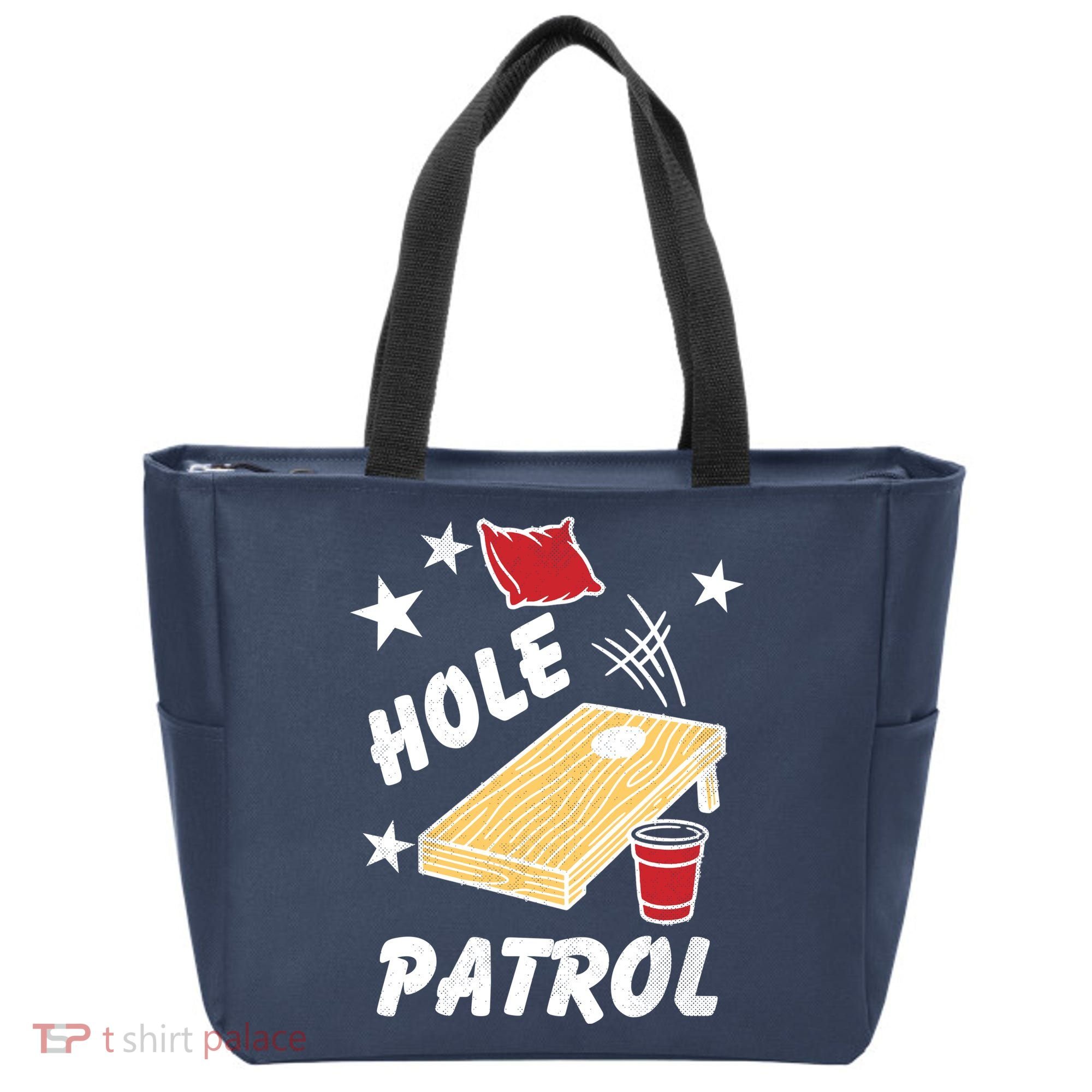 Hole Patrol Funny Cornhole Tote Bag