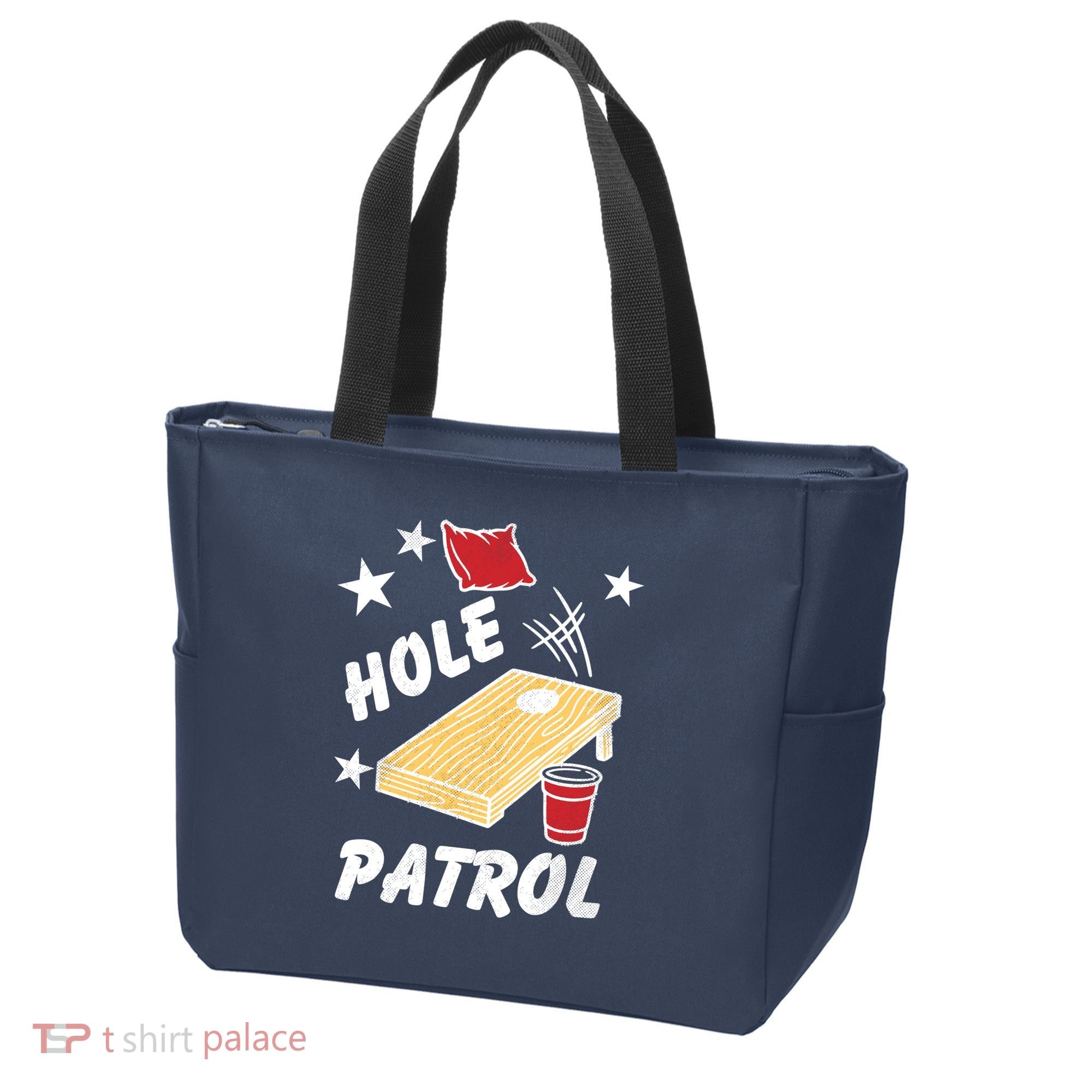 Hole Patrol Funny Cornhole Tote Bag