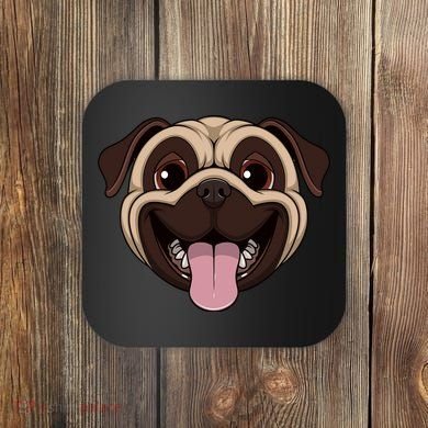 Happy Pug Funny Tongue Coaster