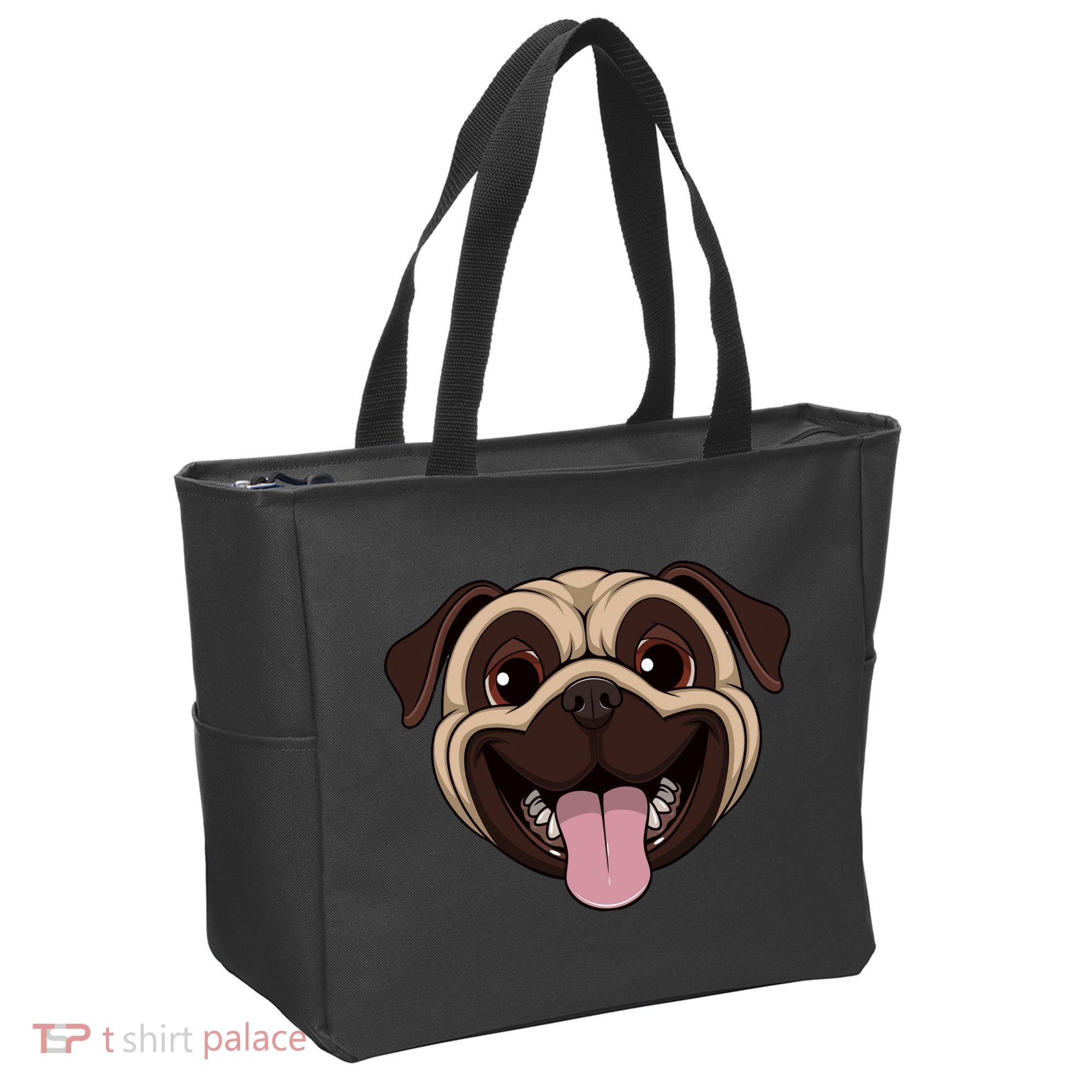 Happy Pug Funny Tongue Tote Bag