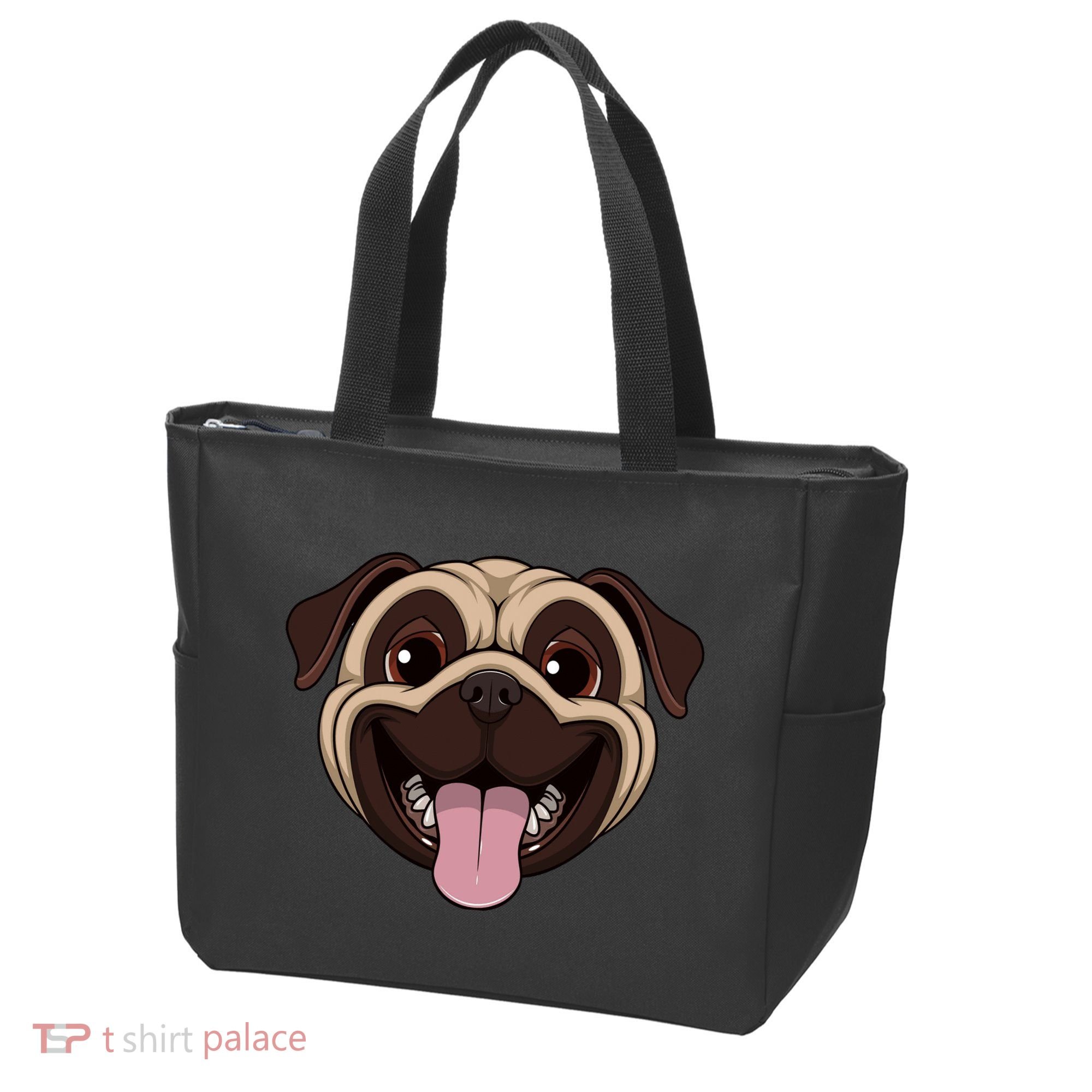 Happy Pug Funny Tongue Tote Bag