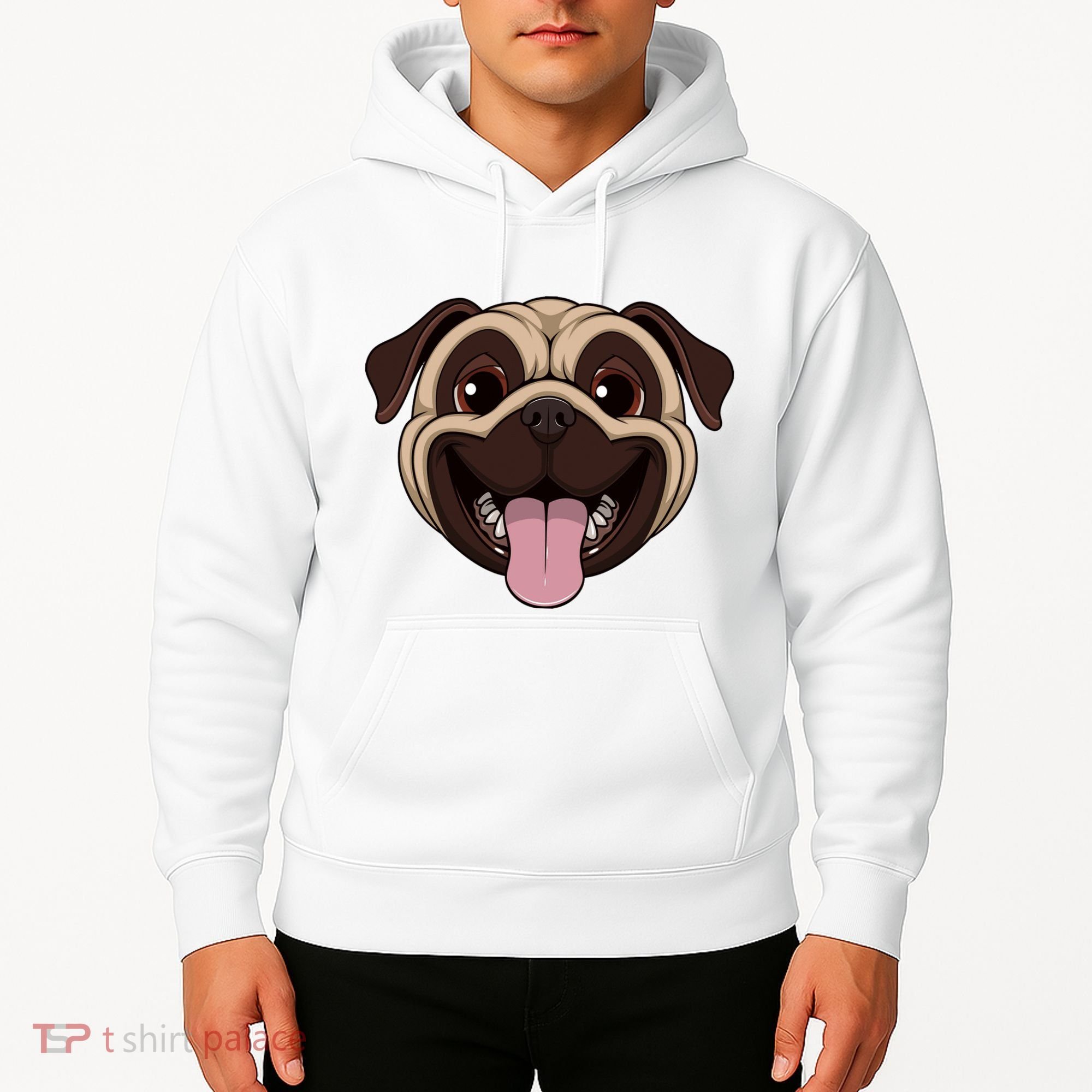 Happy Pug Funny Tongue Hoodie