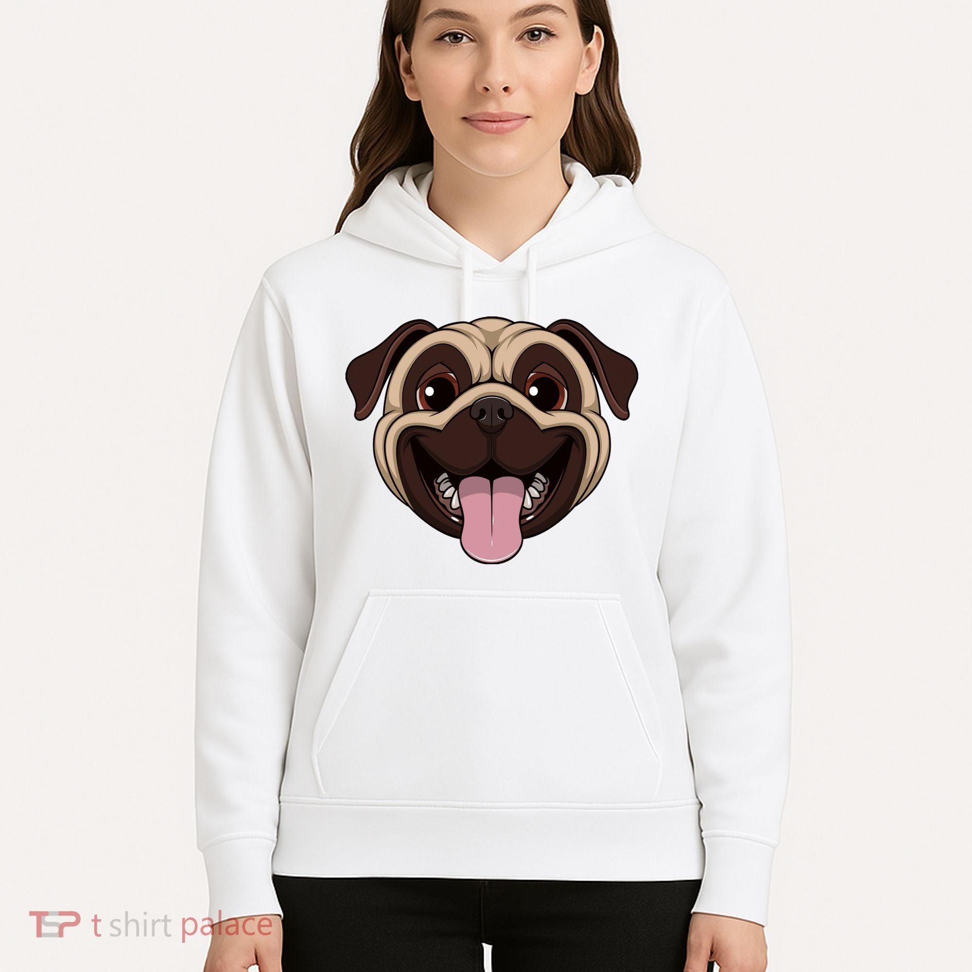 Happy Pug Funny Tongue Hoodie