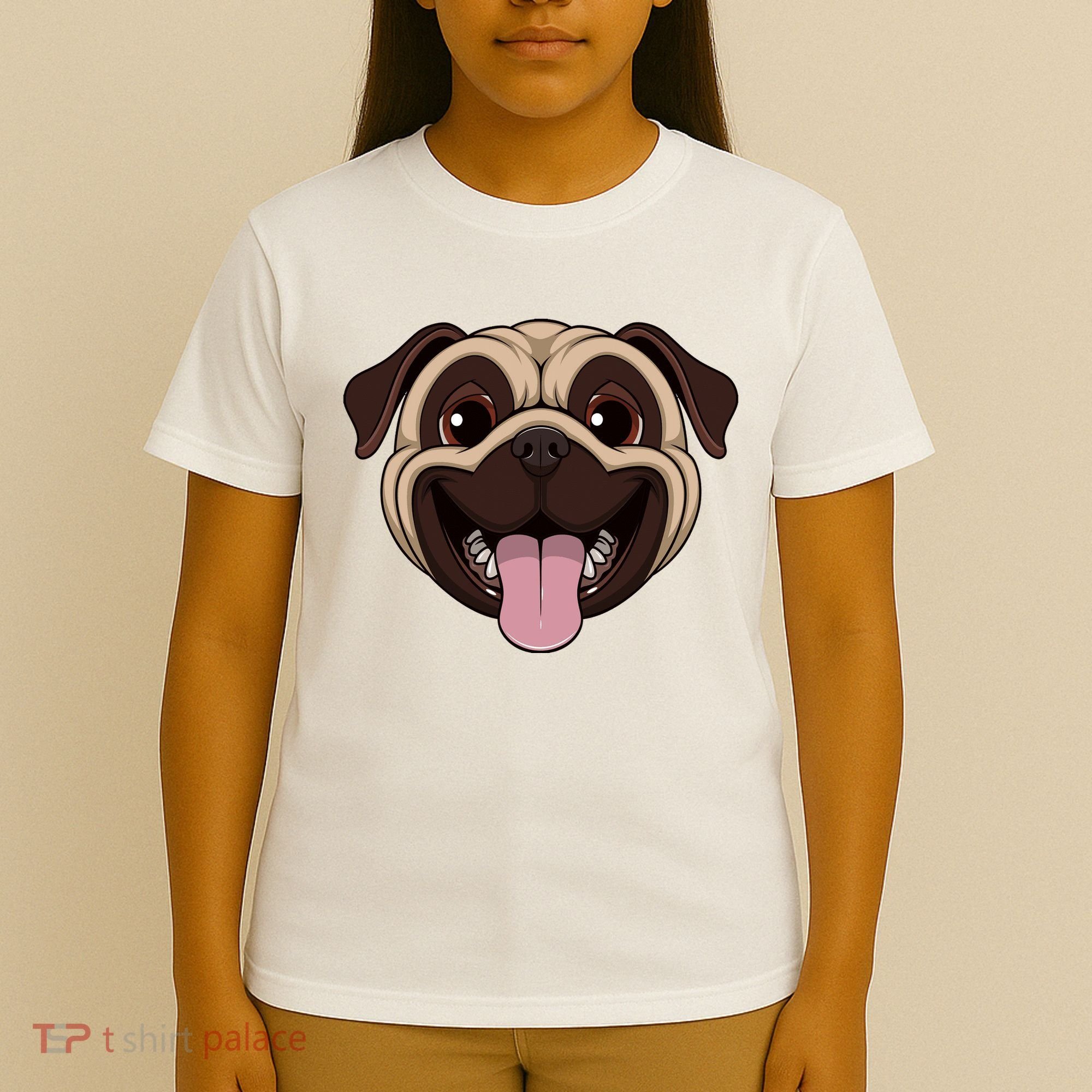 Happy Pug Funny Tongue T-Shirt