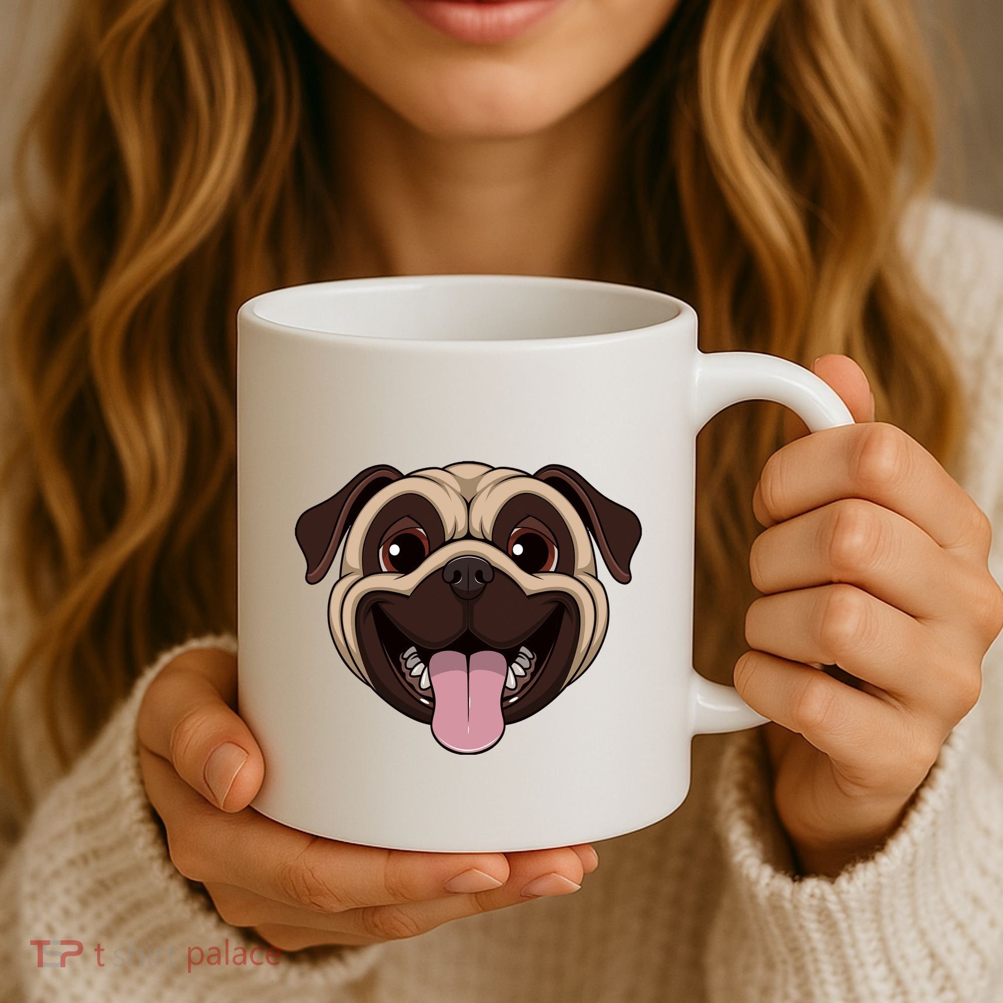 Happy Pug Funny Tongue Coffee Mug