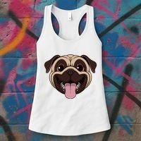 Happy Pug Funny Tongue Women's Tank Top thumb 3