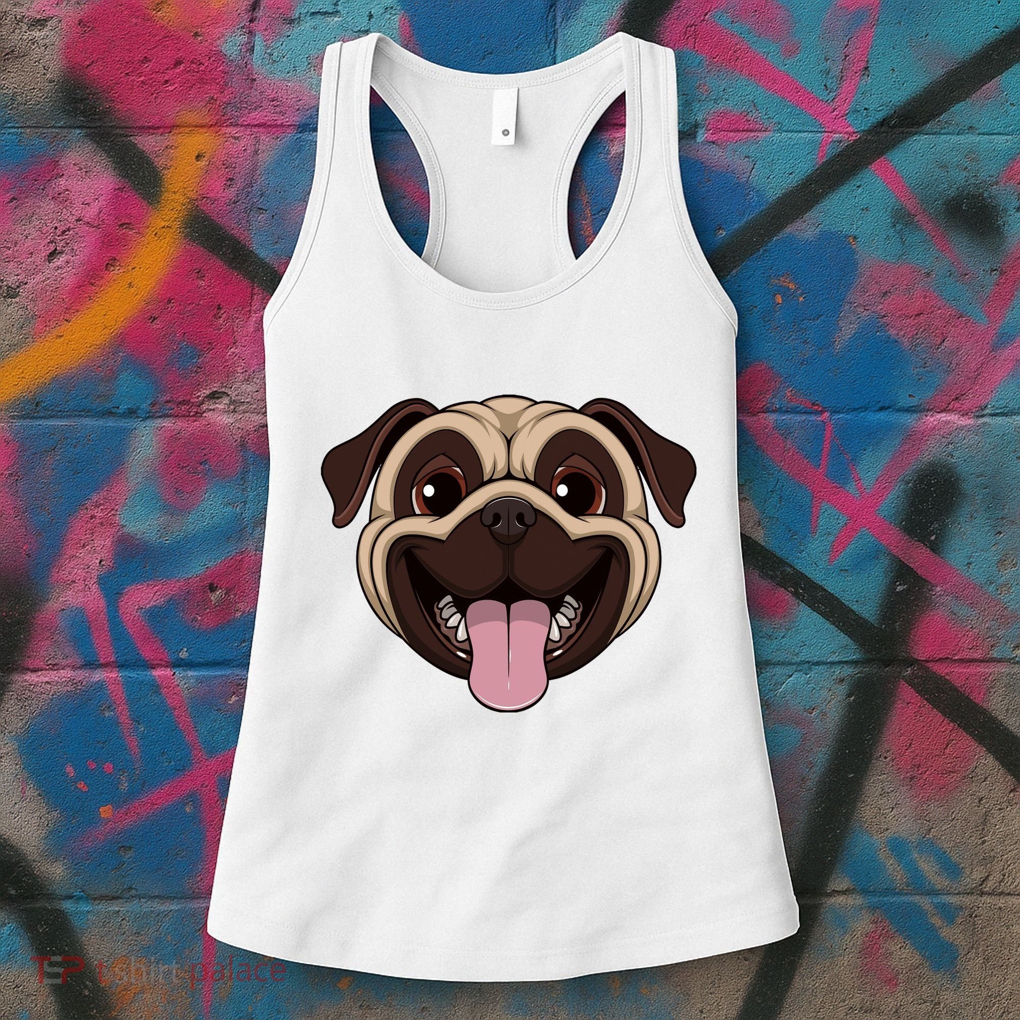 Happy Pug Funny Tongue Women's Tank Top