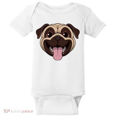 Happy Pug Funny Tongue Baby Bodysuit