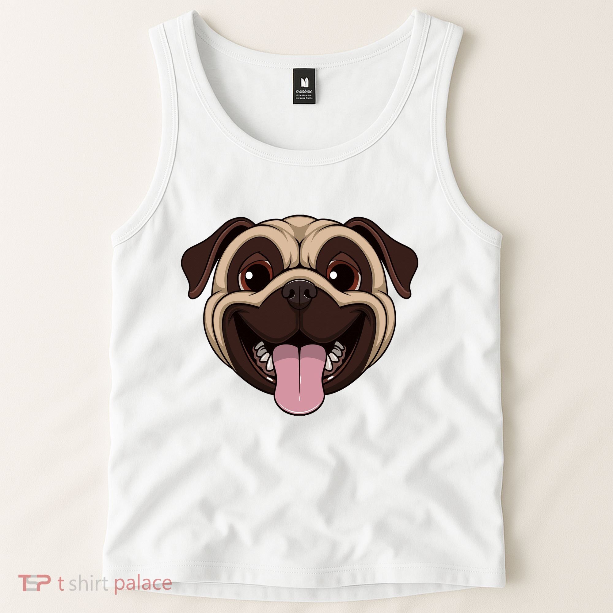 Happy Pug Funny Tongue Tank Top
